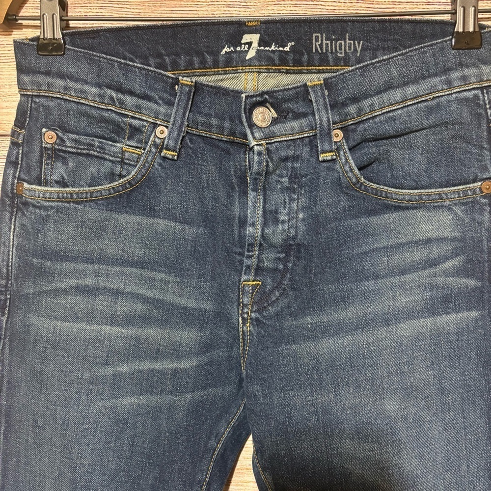 7 For All Mankind Men's Rhigby Skinny Straight Jeans Button Fly 29 X 28 - Picture 4 of 12